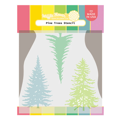 Waffle Flower Pine Trees Stencil