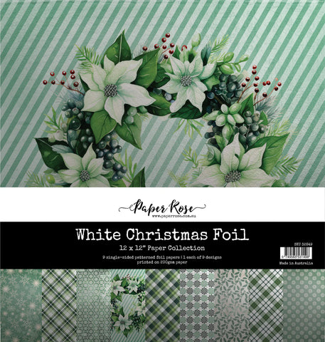 Paper Rose White Christmas Foil 12 x 12 Paper Collection