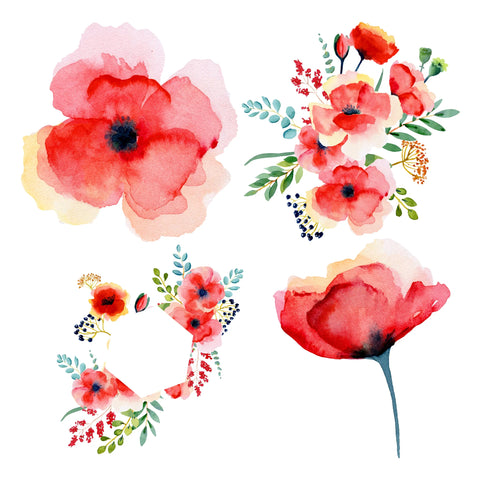 Simply Stated - Watercolor Poppies XL Ephemera