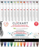 Zebra CLiCKART Retractable Marker Pen Set (12pc)