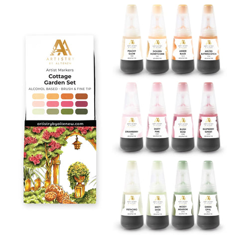 Altenew Cottage Garden Artist Alcohol Markers Set & Alcohol Ink Bundle