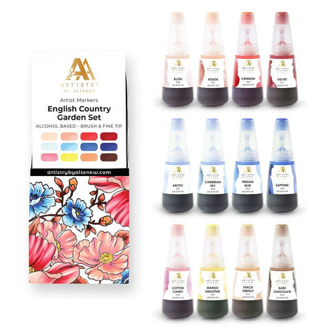 Altenew English Country Garden Artist Alcohol Markers Set C & Alcohol Ink (12 Colors)