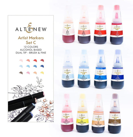 Altenew English Country Garden Artist Alcohol Markers Set C & Alcohol Ink (12 Colors)