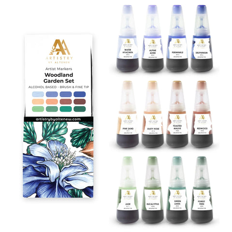 Altenew Woodland Garden Artist Alcohol Markers Set & Alcohol Ink Bundle