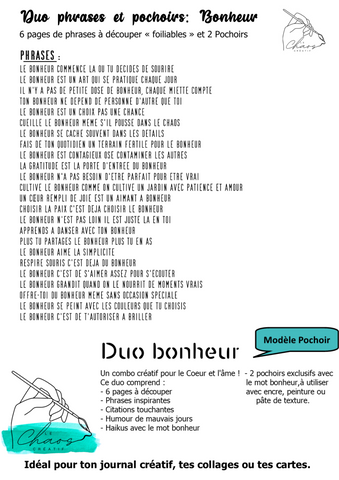Le Chaos Créatif- phrases et pochoirs-Duo  Bonheur