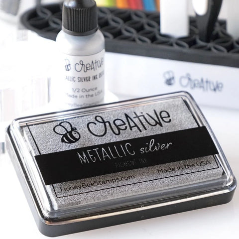 Honey Bee Stamps Bee Creative Ink Pad - Metallic Silver Pigment Ink