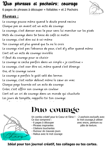Le Chaos Créatif- phrases et pochoirs-Duo  Courage