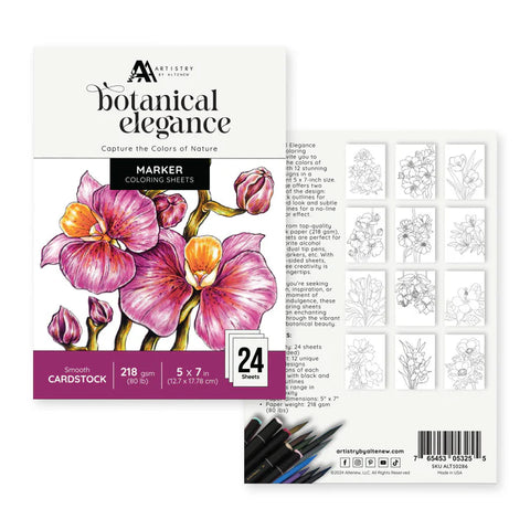 Altenew Botanical Elegance: Capture the Colors of Nature Alcohol Marker Coloring Sheets