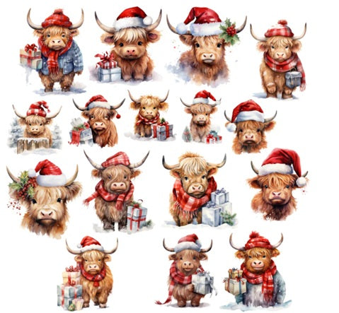 Simply Stated  - Country Christmas Highland Cows Ephemera