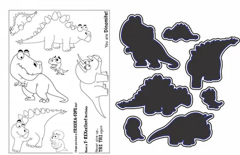 Funky fossil -A5 Dinomite stamp and die set by Simon Stone