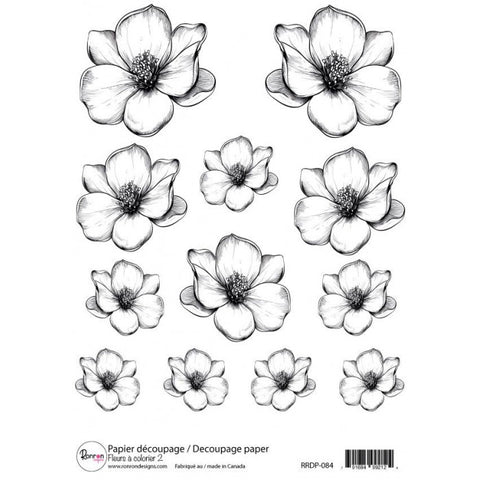 Ronron designs -Papier de riz: Fleurs À Colorier 2