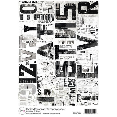Ronron designs -Papier de riz: Fond Noir & Blanc
