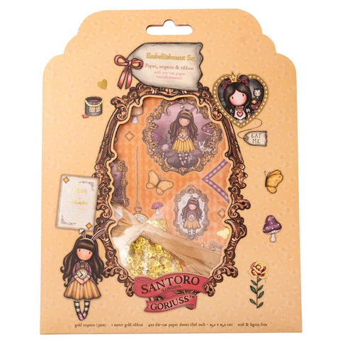 Santoro Gorjuss Wonderland Embellishment Set with Paper, Sequins, Ribbon