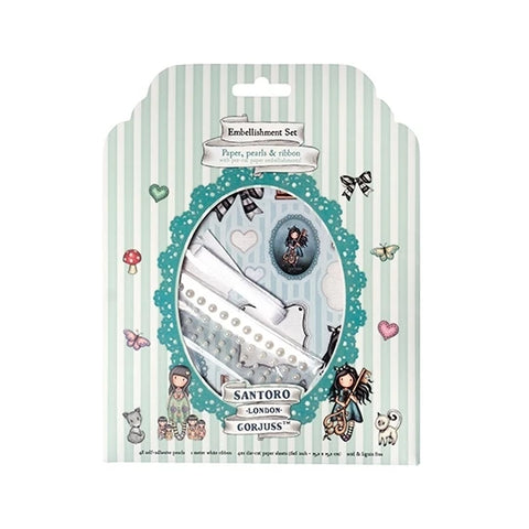 Santoro Gorjuss Die-cut Sheets 4x2 Paper, Pearls, Ribbon