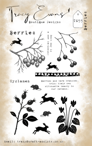 Tracy Evans A6 stamp Berries