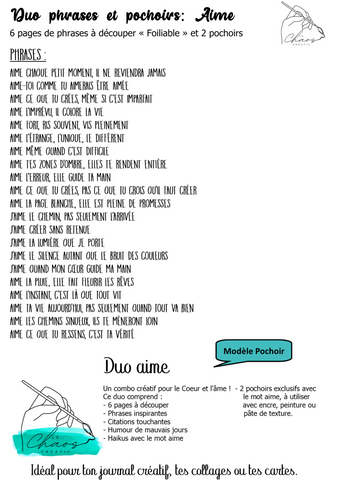Le Chaos Créatif- phrases et pochoirs-Duo Aime