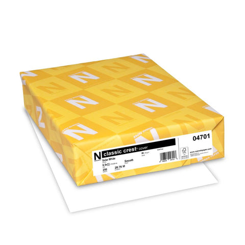 Neenah 80lb Classic Crest Cardstock 8.5"X11" Solar White - Smooth (PER 25 Sheets)