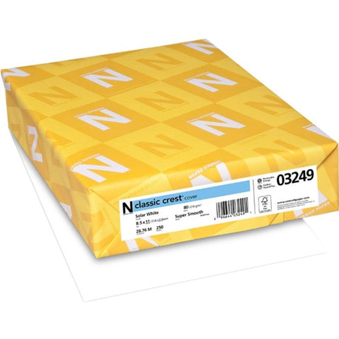 Neenah 80lb Classic Crest Cardstock 8.5"X11" Solar White super smooth (PER 25 Sheets)