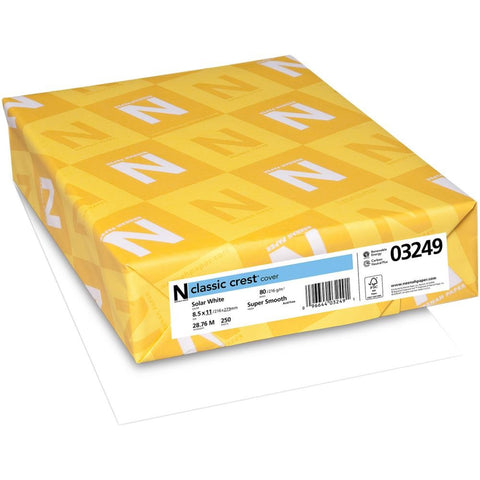 Neenah 80lb Classic Crest Cardstock 8.5"X11" Solar White super smooth (PER 25 Sheets)