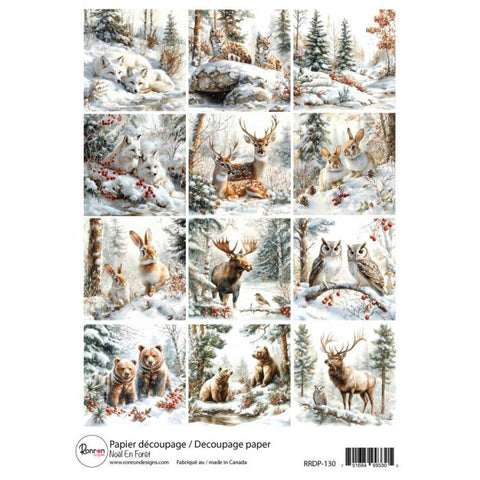 Ronron Designs Papier De Riz: Noël En Forêt