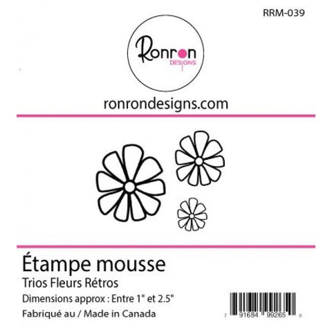 Ronron designs -Étampe de mousse: Trio Fleurs Rétros