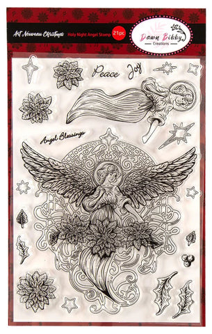 Dawn Bibby Art Nouveau. Holy Night Angel Stamp