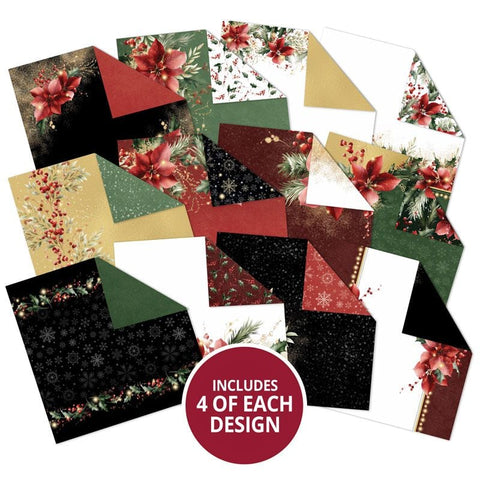 HUNKYDORY CRAFTS Poinsettia Sparkle 8" x 8" Paper Pad