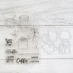 Kokorosa- Coffee Time Theme Dies with Stamps Set