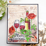 Kokorosa- Wine Glass And Bottle Dies with Stamps Set