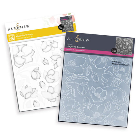 Altenew  3D embossing folder and a perfectly matched simple coloring stencil set Magnolia Dreams