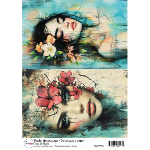 Ronron designs -Papier de riz: Têtes En Fleurs!