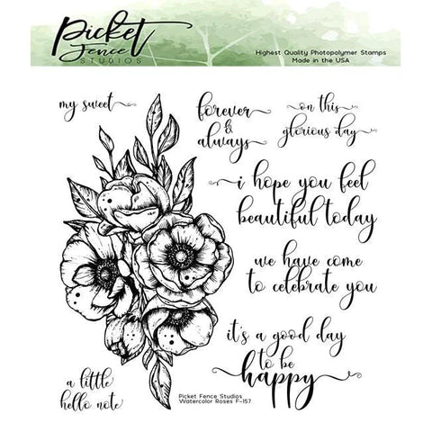 Picket Fence Studios Watercolor Roses stamps