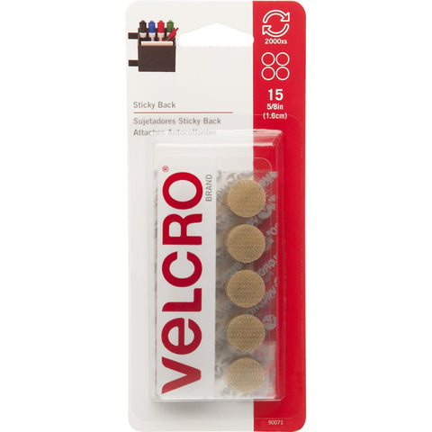 VELCRO® Brand Sticky Back Coins .625" 15/Pkg Beige