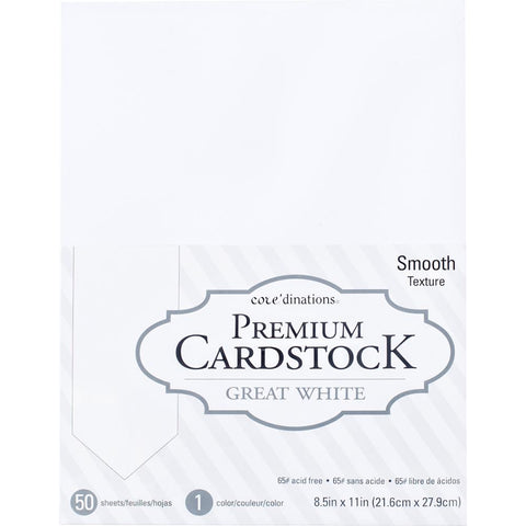 Core'dinations Value Pack Smooth Cardstock 8.5"X11" 50/Pkg Great White