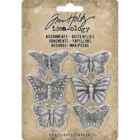 Tim Holtz Idea-Ology - Metal Adornments 1" 6/Pkg Butterflies