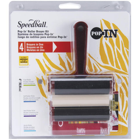 Speedball Pop-In 4" Roller Brayer Kit Foam, Rubber, Hard Rubber & Acrylic