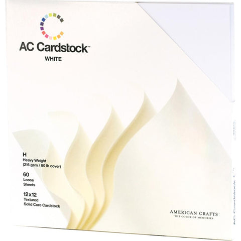 American Crafts Textured Cardstock Pack 12"X12" 60/Pkg - Solid White