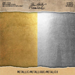 Tim Holtz Idea-Ology - Kraft Stock Cardstock Pad 8"X8" 36/Pkg- Metallic Gold & Silver/18 Each