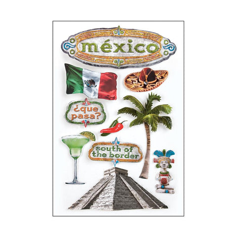 Paper House 3D Stickers 4.5"X7.5" - Mexico