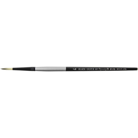 Black Silver Short Handle Brush Round, Size: 4