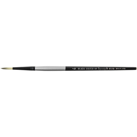 Black Silver Short Handle Brush Round, Size: 8