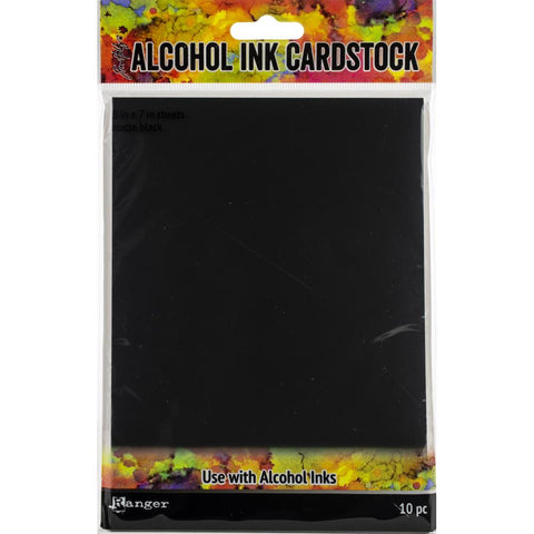 Tim Holtz Alcohol Ink Cardstock 5"X7" 10/Pkg - Black Matte