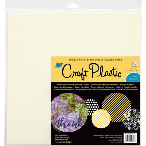 Grafix Craft Plastic Sheets 12"X12" 25/Pkg -White