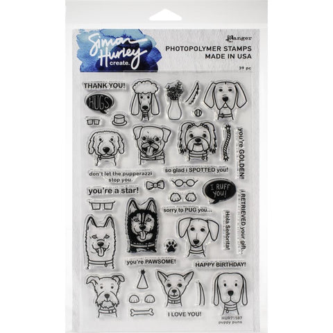 Simon Hurley create. Cling Stamps 6"X9" Puppy Puns