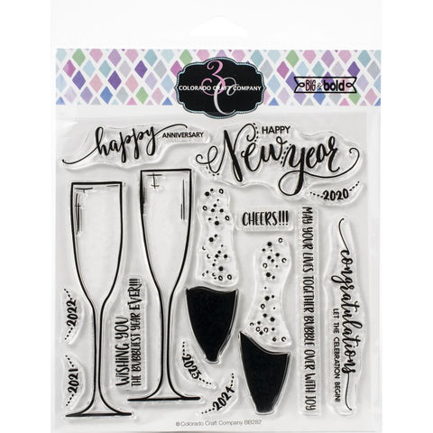LC Colorado Craft Company Clear Stamps 6"X6" Champagne Celebrations-Big & Bold
