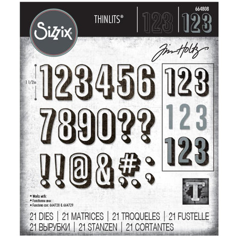 Sizzix Thinlits Dies By Tim Holtz 21/Pkg Alphanumeric, Shadow Numbers