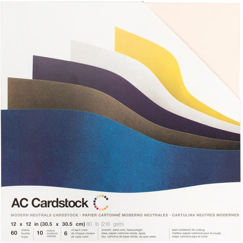 American Crafts Smooth Cardstock Pack 12"X12" 60/Pkg - Modern Neutral, 6 Colors
