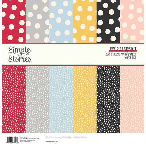 S25 Simple Stories Basics Double-Sided Paper Pack 12"X12" 6/Pkg Say Cheese Main Street