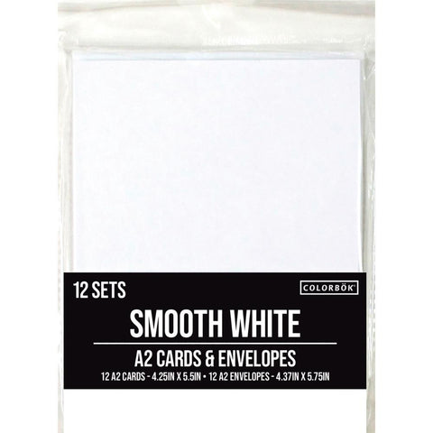 Colorbok A2 Cards W/Envelopes (4.375"X5.75") 12/Pkg Smooth White