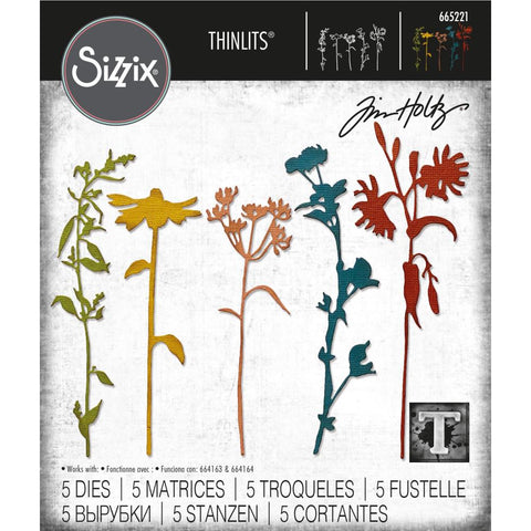 Sizzix Thinlits Dies By Tim Holtz 5/Pkg Wildflower Stems #3